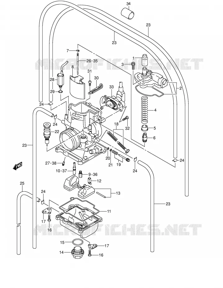 CARBURATOR (MODELE K1) Suzuki MOTO 250 RM 2001  RM250K1(E2)
