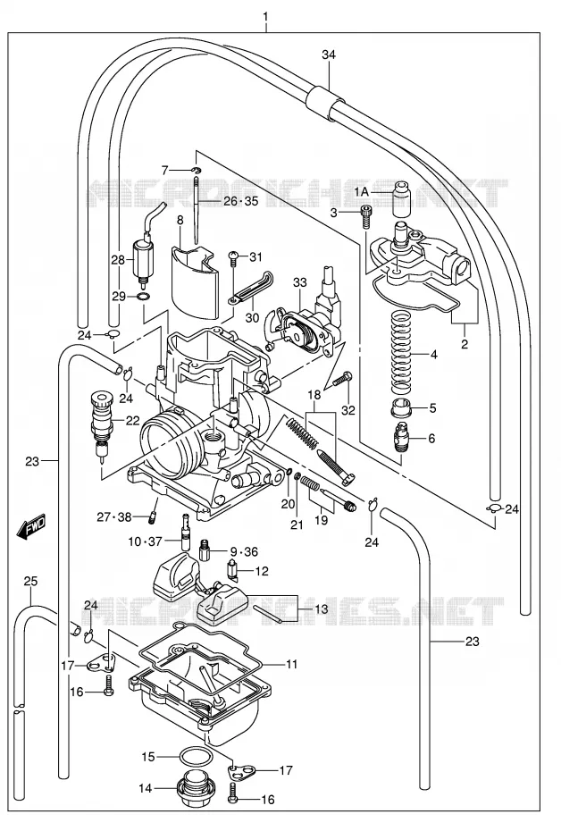 CARBURATOR (MODELE K1) Suzuki MOTO 250 RM 2003  RM250K3(E3/E28)