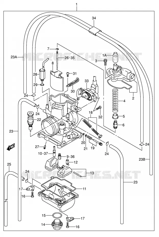 CARBURATOR (MODELE K4) Suzuki MOTO 250 RM 2003  RM250K3(E3/E28)