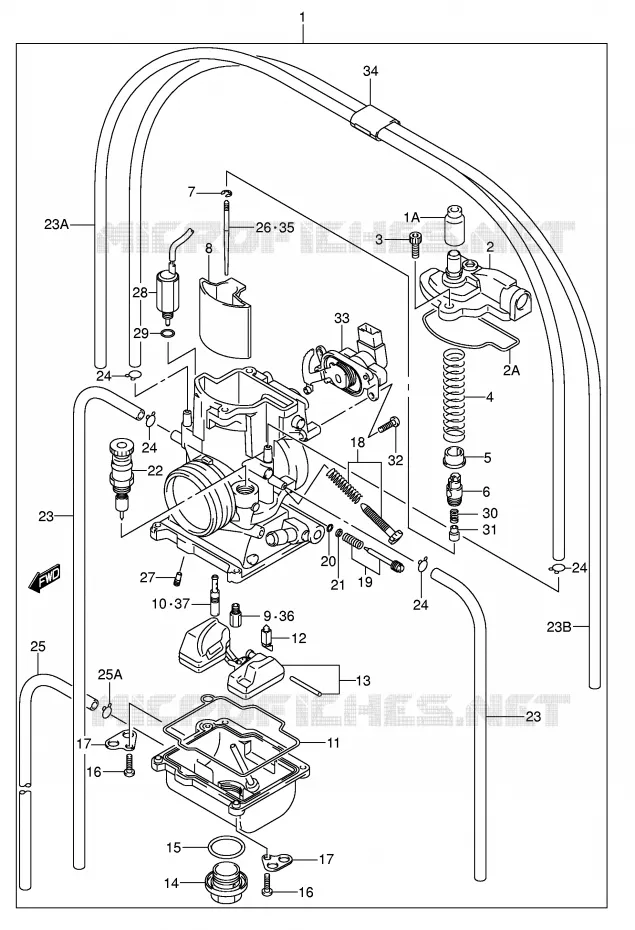 CARBURATOR (MODELE K5) Suzuki MOTO 250 RM 2005  RM250K5(E3/E28)