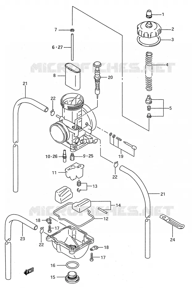CARBURATOR (MODELE P/R) Suzuki MOTO 250 RMX 1990  RMX250L(E28)