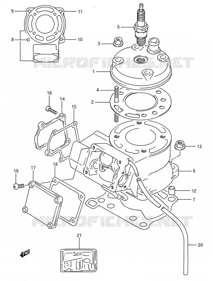 CILINDER (MODELE K) Suzuki MOTO 80 RM 1991  RM80M(E28)