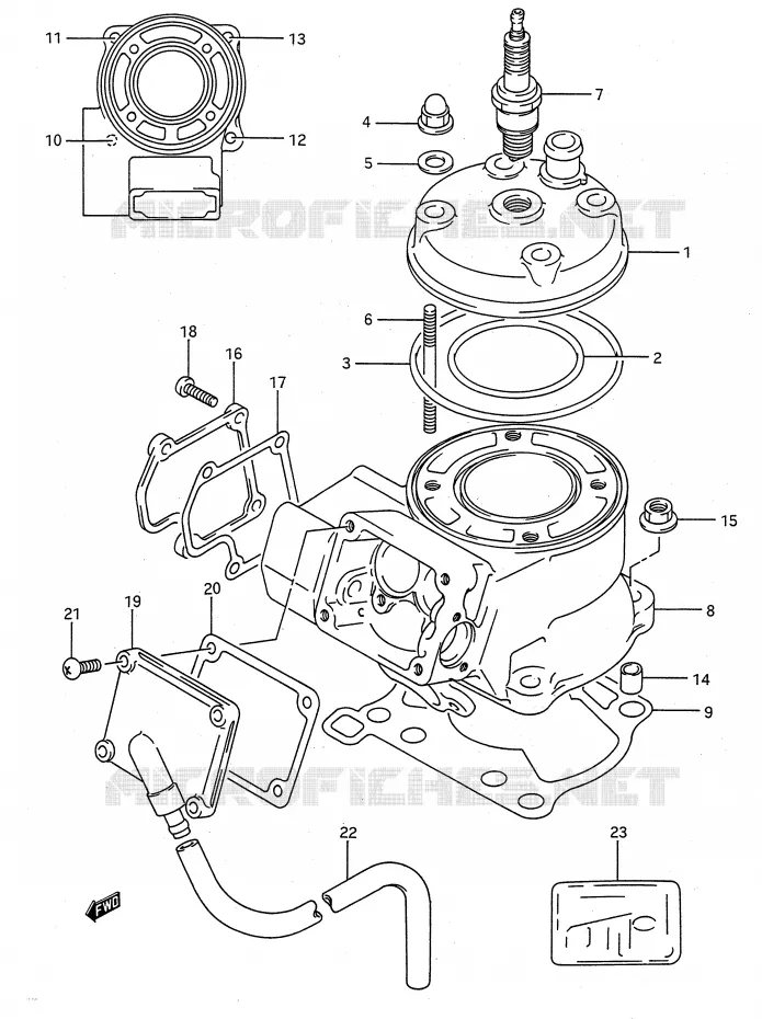 CILINDER (MODELE M/N/P/R/S) Suzuki MOTO 80 RM 1994  RM80R(E28)