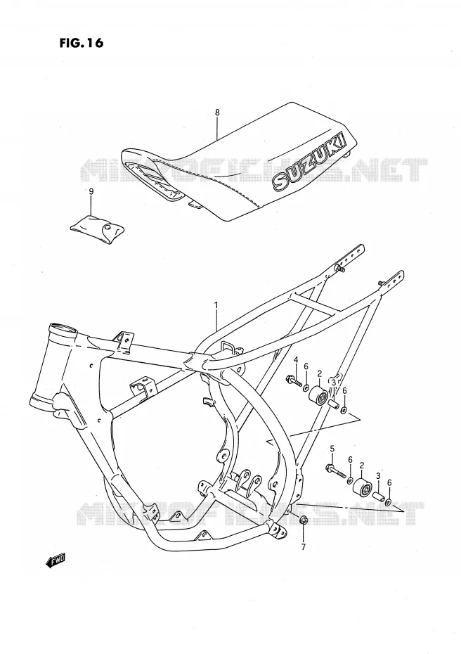 FRAME - SEAT (MODELE G) Suzuki MOTO 80 RM 1991  RM80XM(E2)