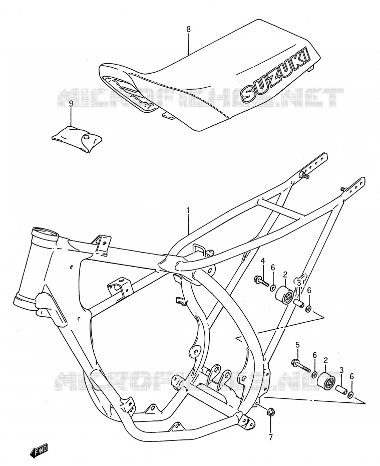 FRAME - SEAT (MODELE G) Suzuki MOTO 80 RM 1992  RM80N(E28)