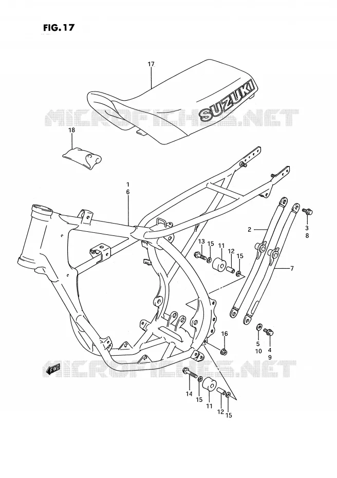FRAME - SEAT (MODELE H/J/K/L) Suzuki MOTO 80 RM 1987  RM80H(E3)