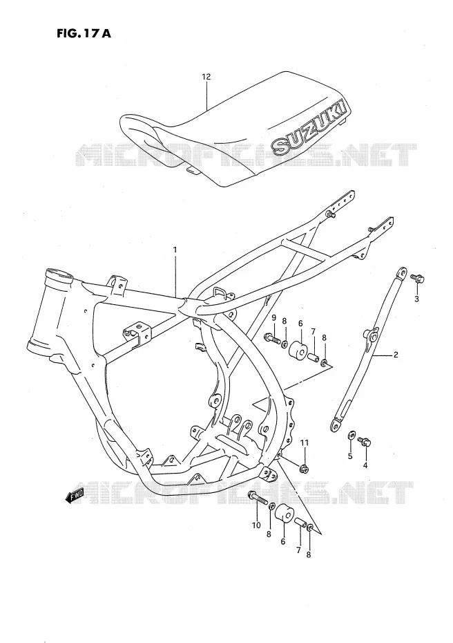 FRAME - SEAT (MODELE M/N) Suzuki MOTO 80 RM 1987  RM80XH(E2)