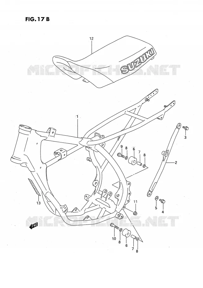 FRAME - SEAT (MODELE P/R/S) Suzuki MOTO 80 RM 1987  RM80XH(E2)