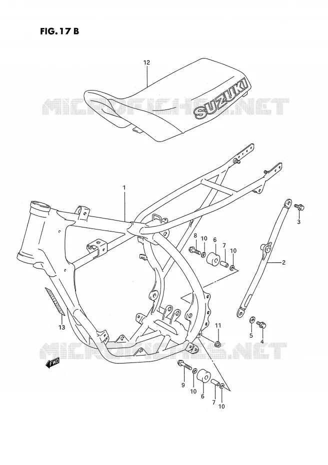 FRAME - SEAT (MODELE P/R/S) Suzuki MOTO 80 RM 1988  RM80J(E3)