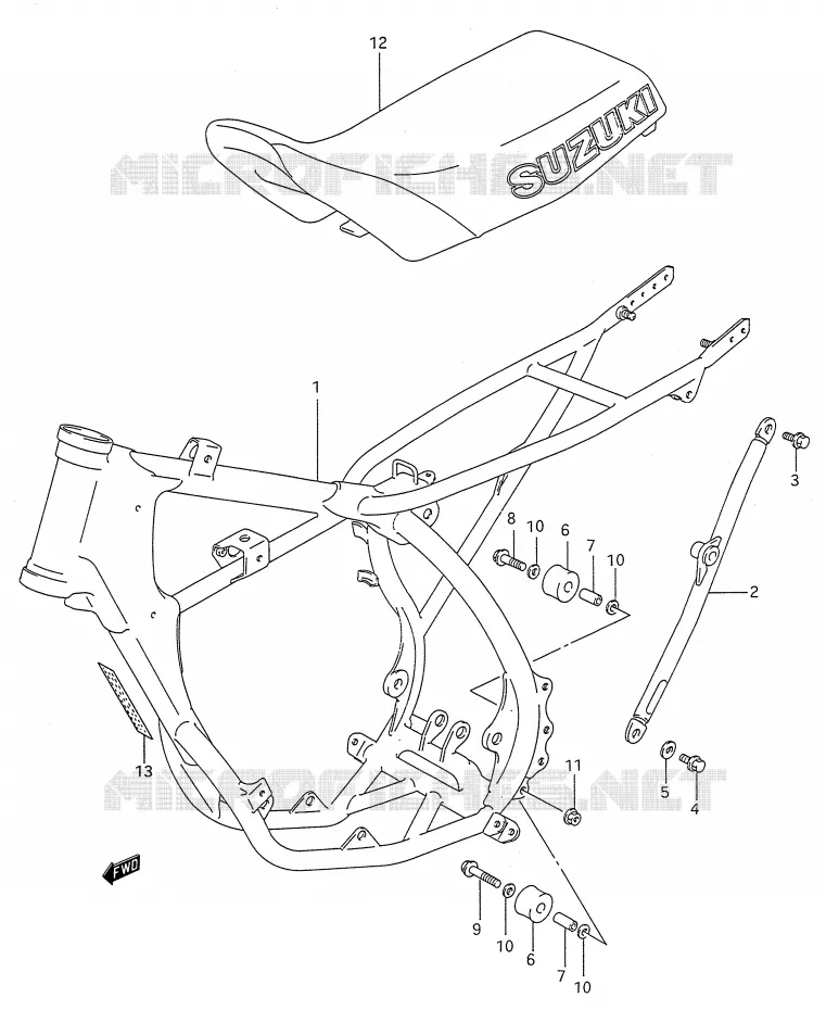 FRAME - SEAT (MODELE P/R/S) Suzuki MOTO 80 RM 1990  RM80L(E28)