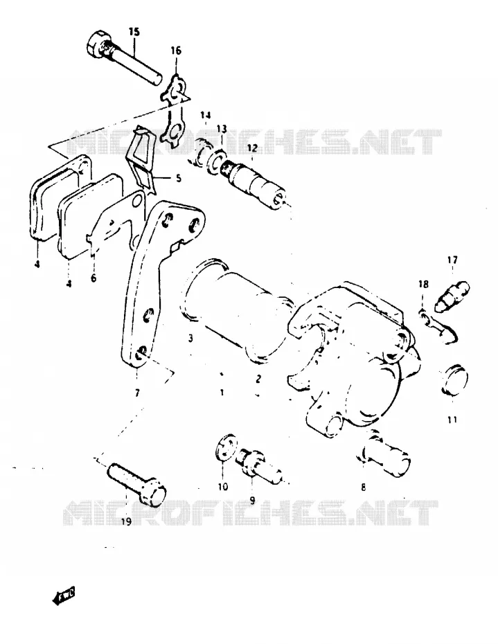 FRONT CALIPER (MODEL E E18 F.NO.106210-/MODEL F/G) Suzuki MOTO 125 TS-X 1984  TS125XUE(E/F/G)