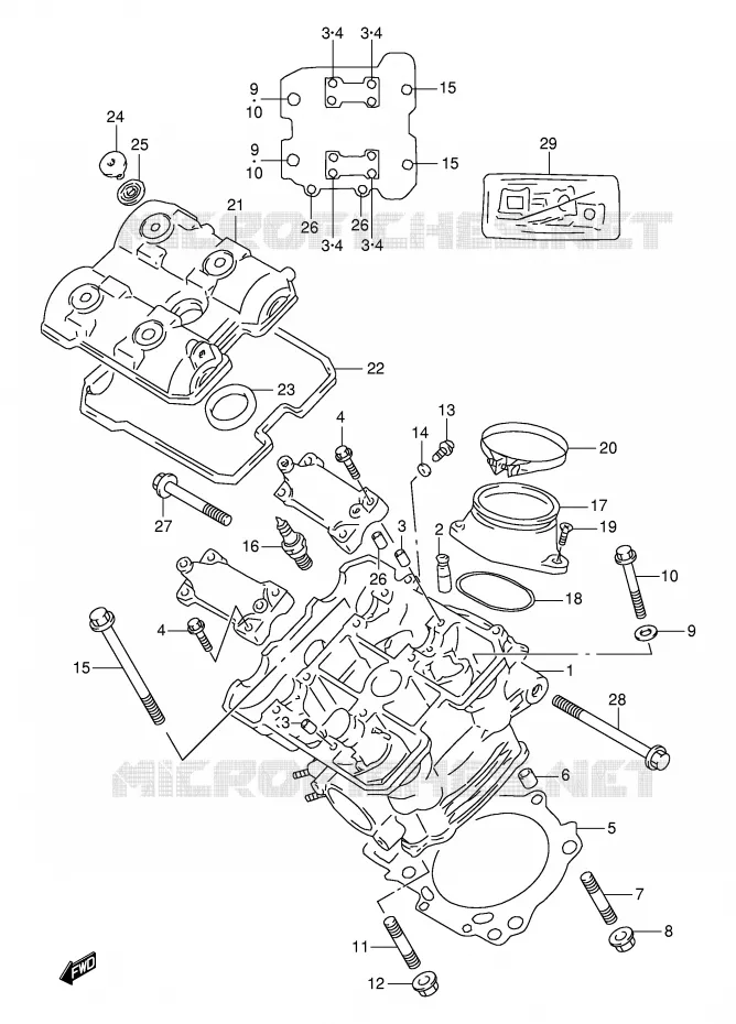FRONT CILINDERKOP (MODELE V) Suzuki MOTO 1000 TL-S 2000  TL1000SY(E2)
