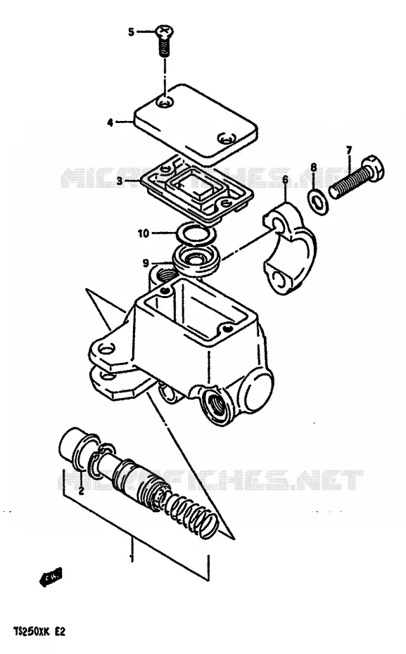 FRONT HOOFDREMCILINDER (MODELE G/H/J/K) Suzuki MOTO 250 TS-X 1984  TS250XE(E/G/H/J/K)