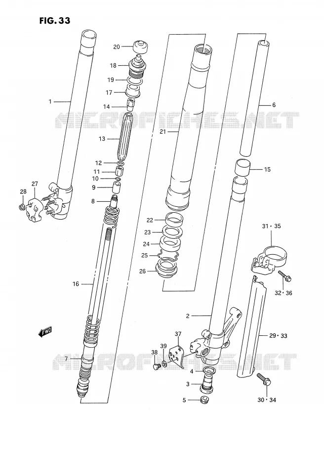 FRONT SCHOKDEMPER (MODELE K) Suzuki MOTO 250 RMX 1989  RMX250K(E3)