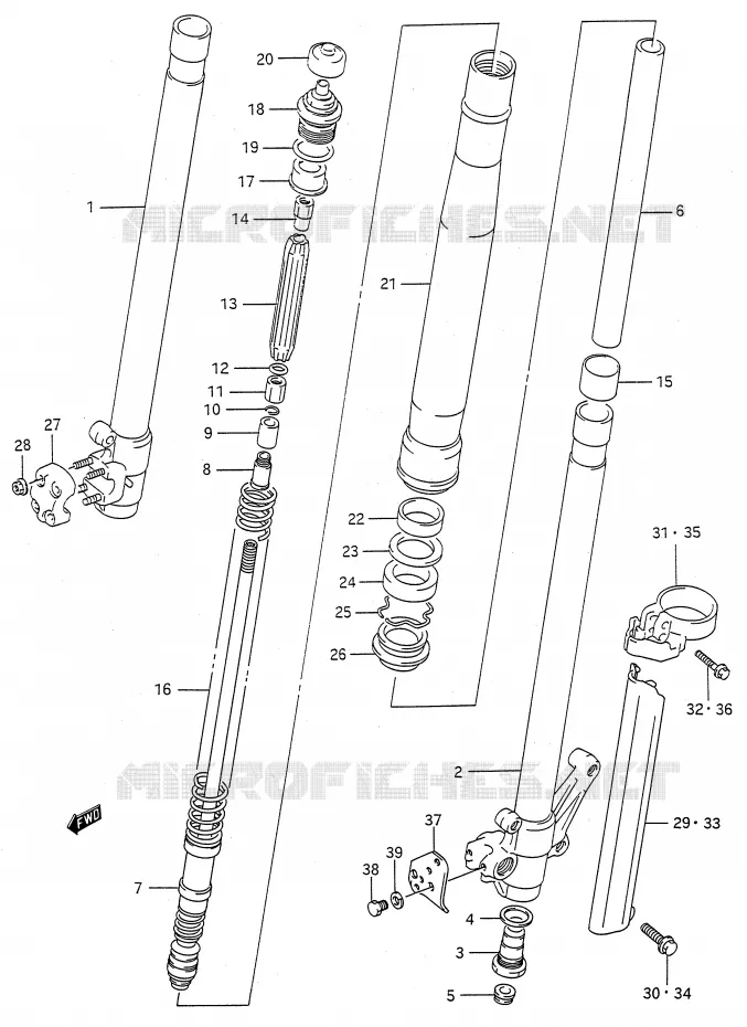 FRONT SCHOKDEMPER (MODELE K) Suzuki MOTO 250 RMX 1992  RMX250N(E28)