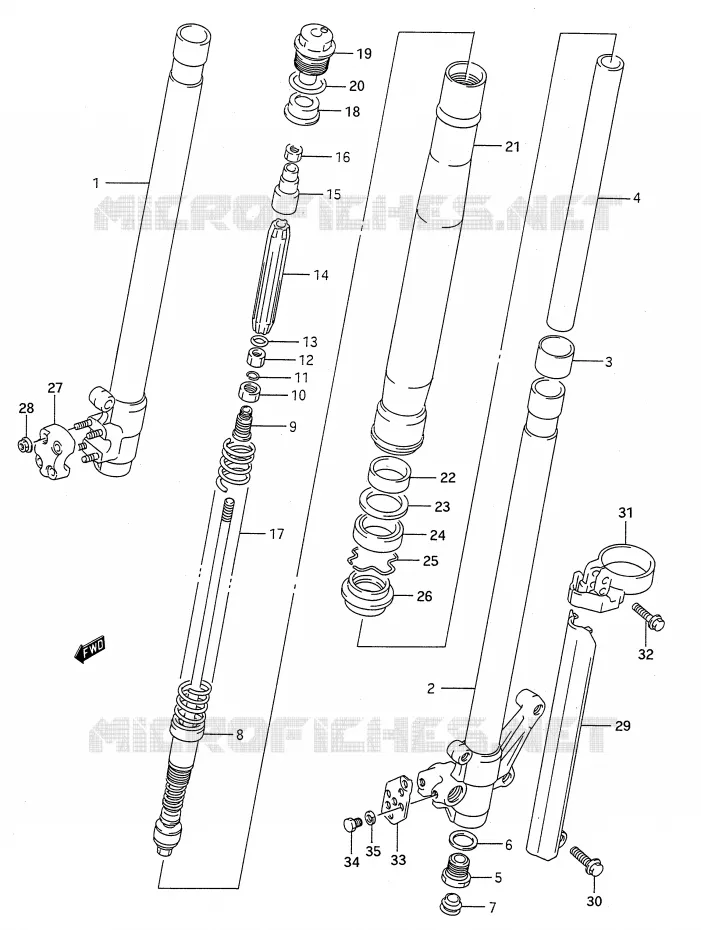 FRONT SCHOKDEMPER (MODELE L) Suzuki MOTO 250 RMX 1989  RMX250K(E28)