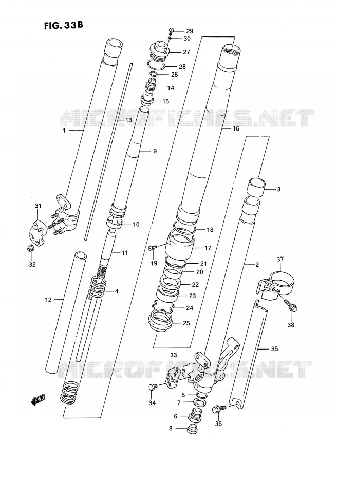 FRONT SCHOKDEMPER (MODELE M) Suzuki MOTO 250 RMX 1989  RMX250K(E3)