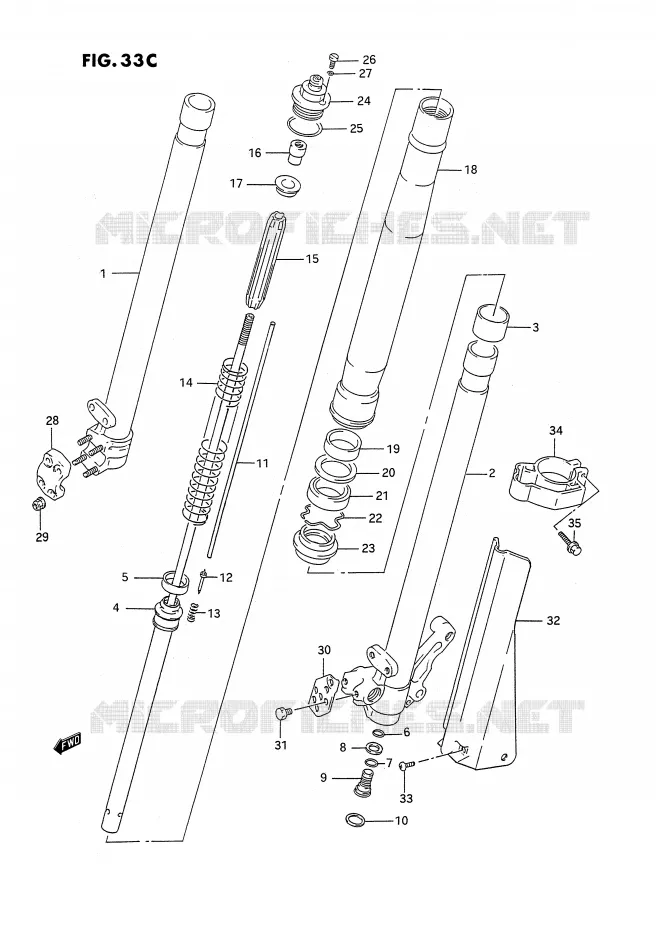 FRONT SCHOKDEMPER (MODELE N) Suzuki MOTO 250 RMX 1991  RMX250M(E3)