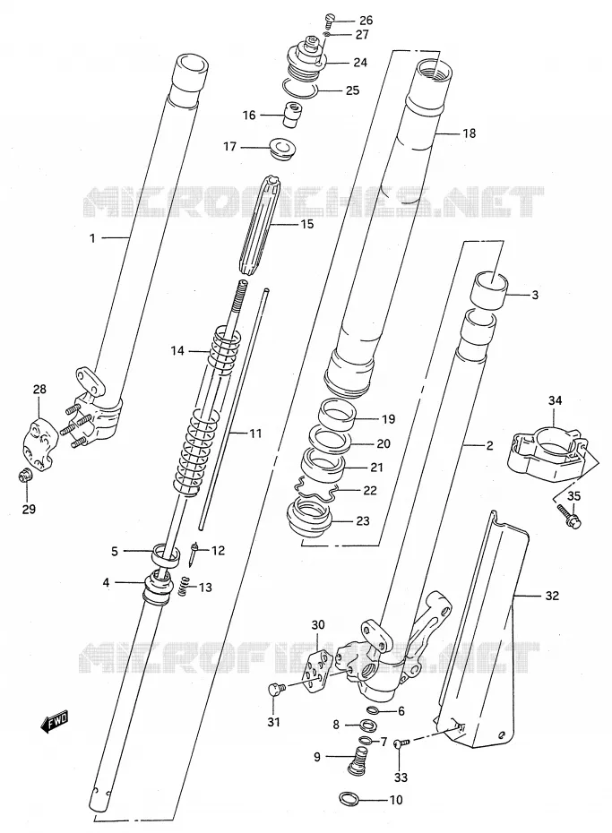 FRONT SCHOKDEMPER (MODELE N) Suzuki MOTO 250 RMX 1994  RMX250R(E28)