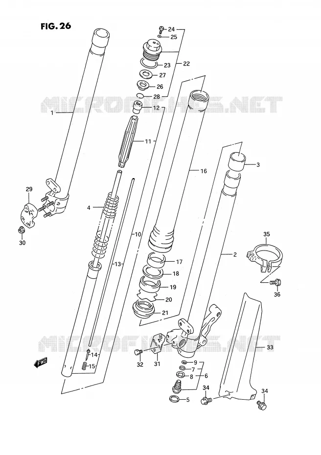 FRONT SCHOKDEMPER (MODELE P) Suzuki MOTO 250 RMX 1994  RMX250RR(E1)