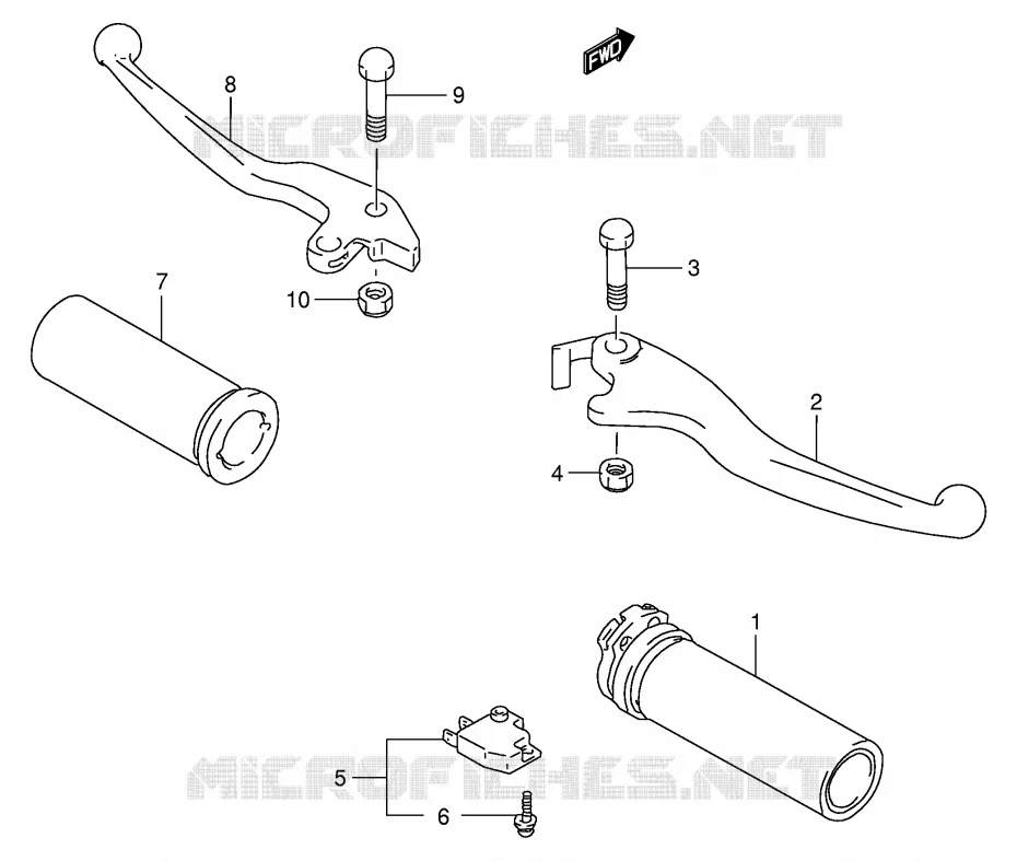 HANDGRIPS - LEVERS (MODELE S/T/V) Suzuki MOTO 800 INTRUDER 1992  VS800GLN(E2)