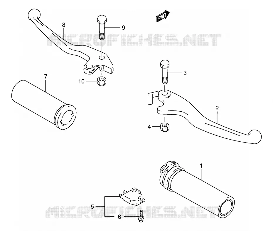 HANDGRIPS - LEVERS (MODELE S/T/V) Suzuki MOTO 800 INTRUDER 1993  VS800GLP(E28)