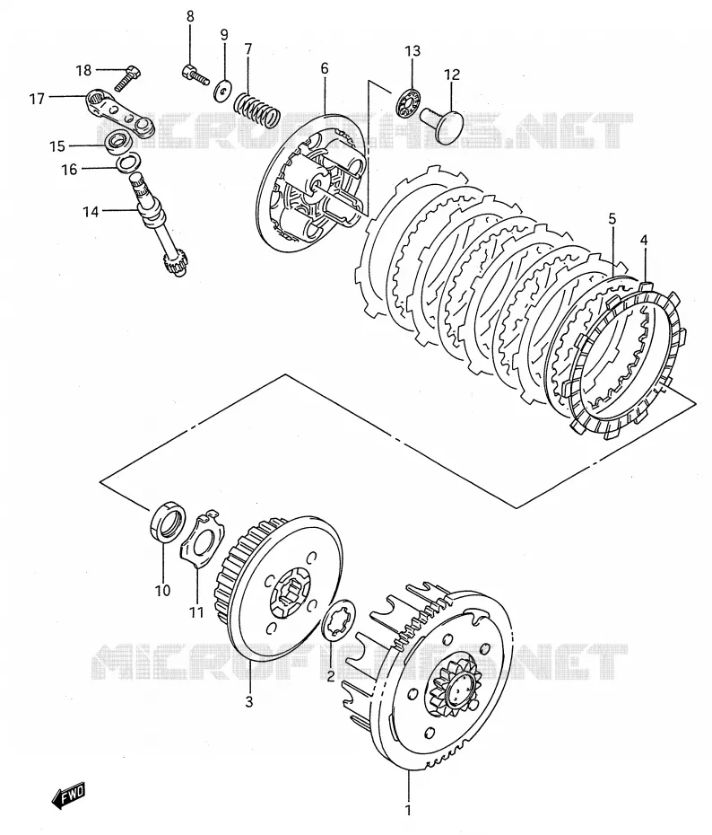 KOPPELING (MODELE G/H/J) Suzuki MOTO 80 RM 1993  RM80P(E28)