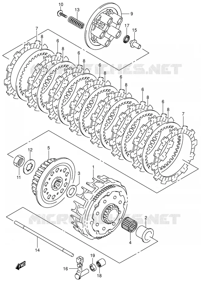 KOPPELING (MODELE K2/K3/K4/K5/K6) Suzuki MOTO 125 RM 2003  RM125K3
