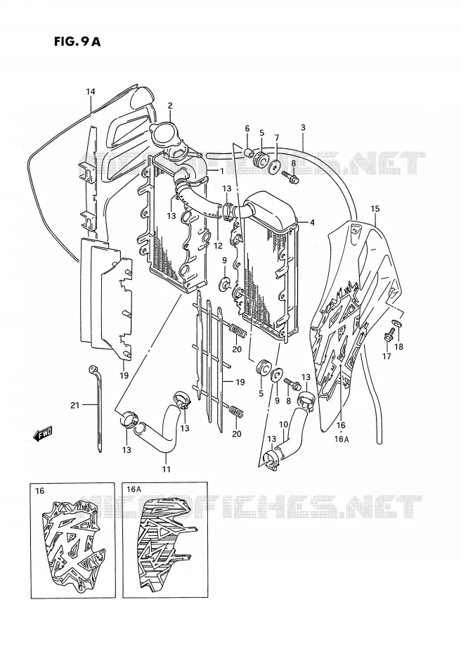 RADIATOR (MODELE R/S/T) Suzuki MOTO 250 RMX 1990  RMX250L(E3)
