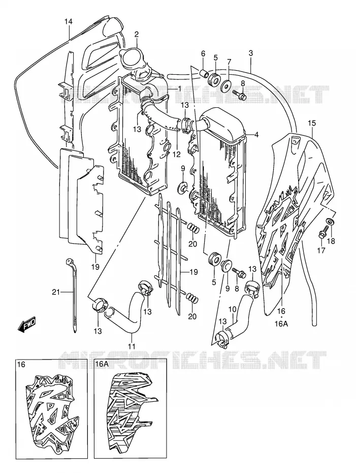 RADIATOR (MODELE S/T) Suzuki MOTO 250 RMX 1992  RMX250N(E1)
