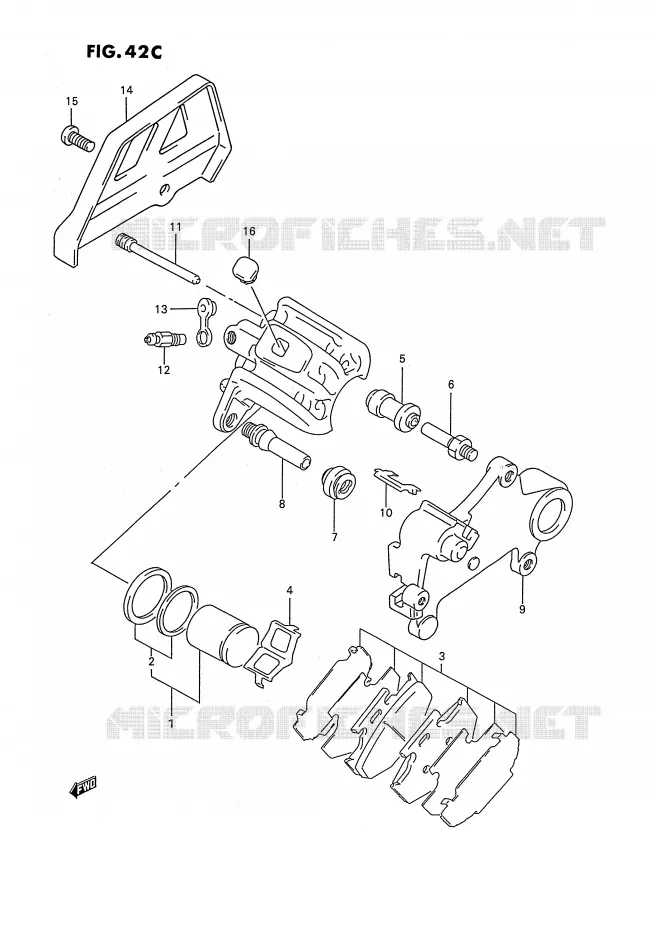 REAR CALIPER (MODELE P/R/S/T) Suzuki MOTO 250 RMX 1990  RMX250L(E3)