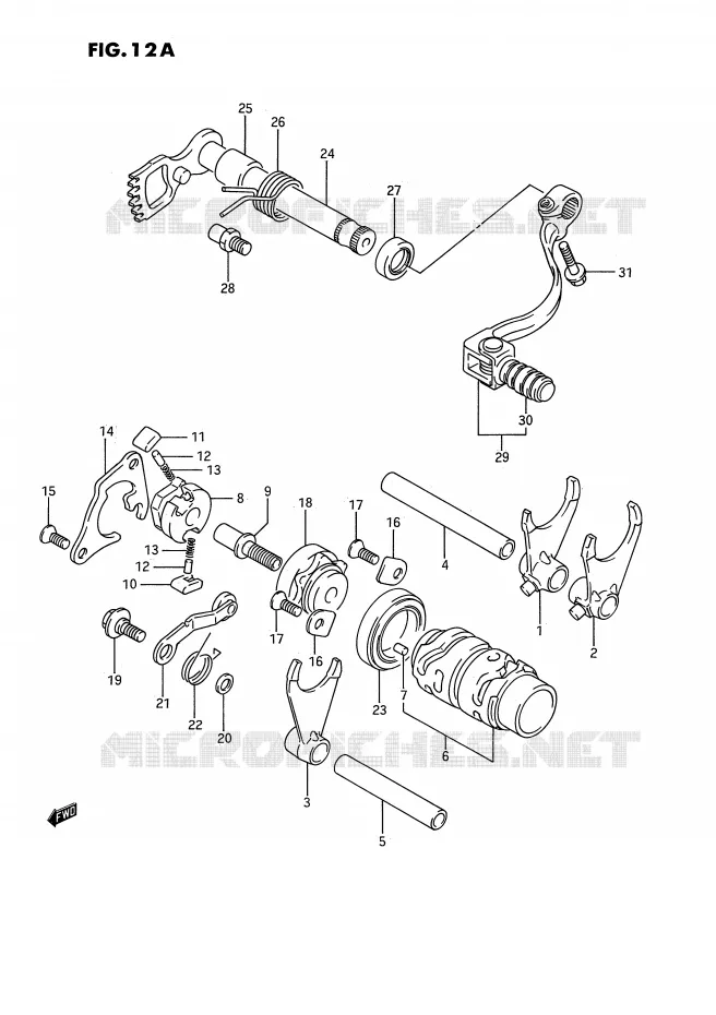 SCHAKELEN ASSY (MODELE K/L/M/N/P/R/S) Suzuki MOTO 80 RM 1987  RM80H(E3)