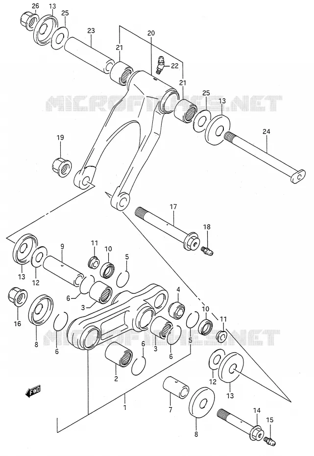 SCHOKBREKER AANEENSCHAKELING (MODELE K/L) Suzuki MOTO 250 RMX 1989  RMX250K(E28)