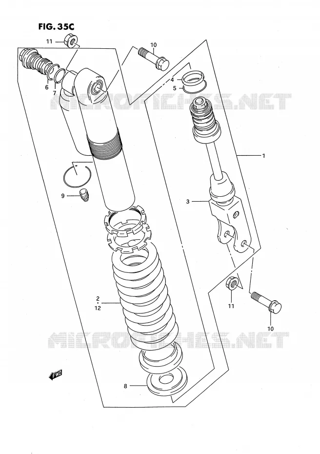 SCHOKDEMPER (MODELE M/N/P/R/S) Suzuki MOTO 80 RM 1994  RM80XR(E2)