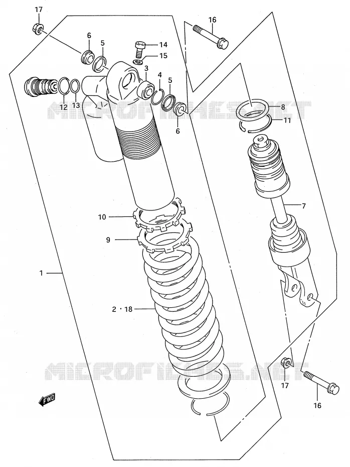 SCHOKDEMPER (MODELE P/R) Suzuki MOTO 250 RMX 1993  RMX250P(E28)