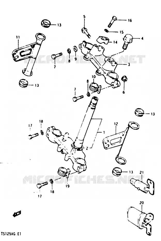 STUURKOLOM (MODELE F/G) Suzuki MOTO 125 TS-X 1984  TS125XUE(E/F/G)