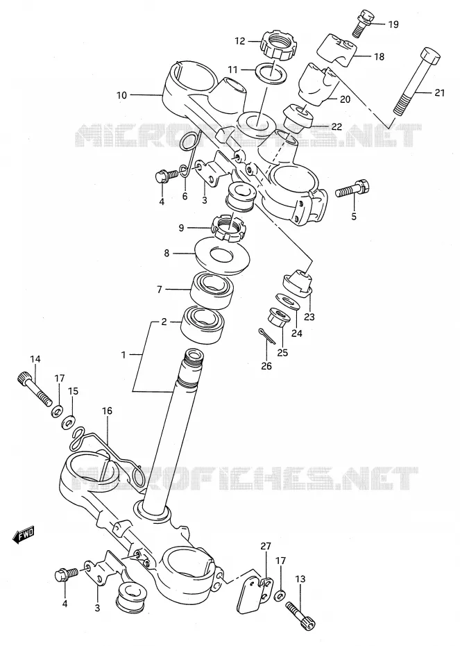 STUURKOLOM (MODELE K/L) Suzuki MOTO 250 RMX 1994  RMX250R(E28)