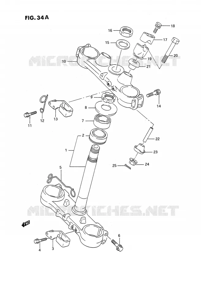 STUURKOLOM (MODELE M/N) Suzuki MOTO 250 RMX 1996  RMX250T(E3)