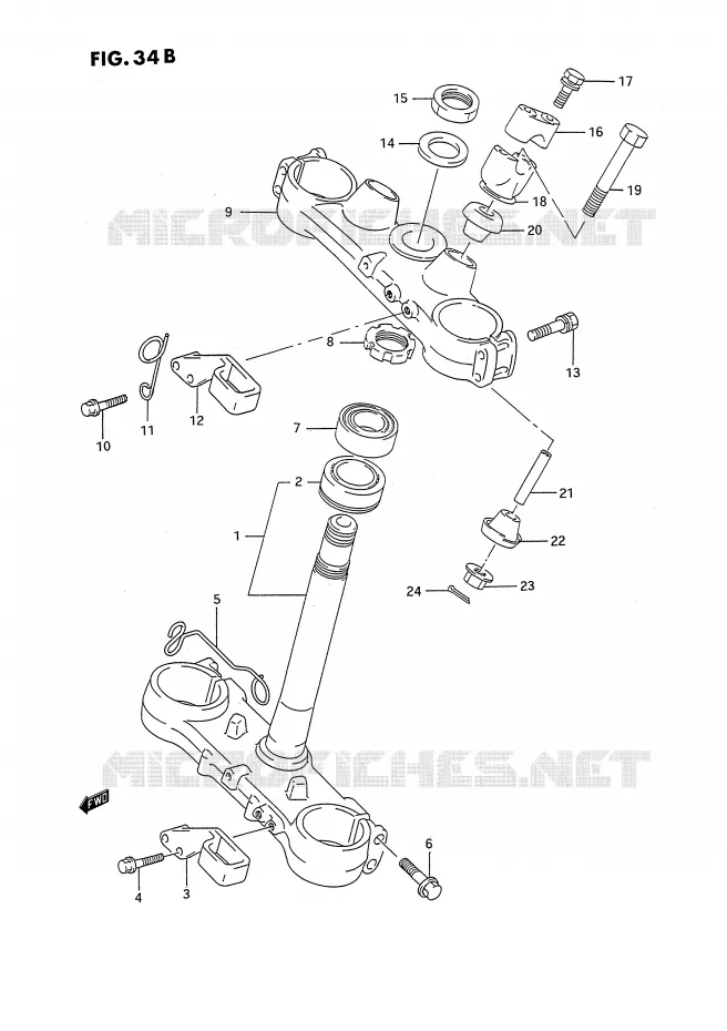 STUURKOLOM (MODELE P/R/S) Suzuki MOTO 250 RMX 1992  RMX250N(E3)