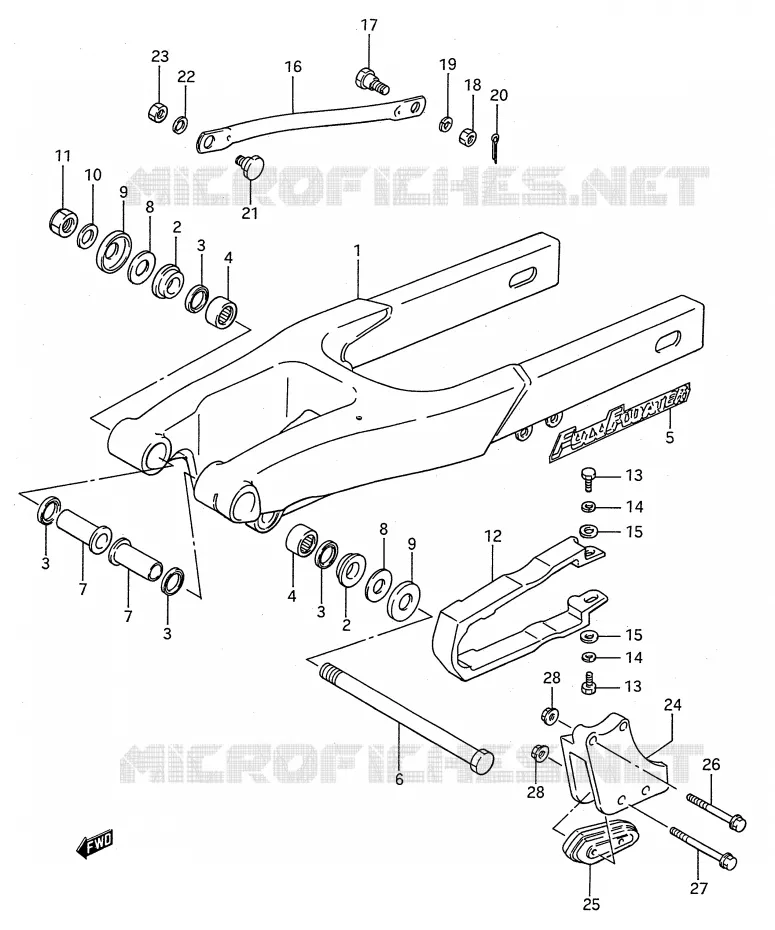 SWINGARM (MODELE G/H/J) Suzuki MOTO 80 RM 1991  RM80M(E28)