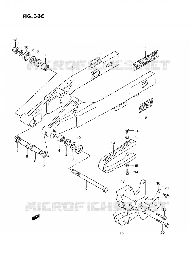 SWINGARM (MODELE M/N/P/R/S) Suzuki MOTO 80 RM 1990  RM80L(E3)