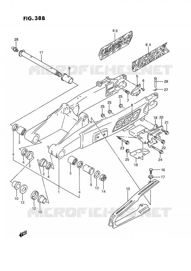 SWINGARM (MODELE P/R/S/T) Suzuki MOTO 250 RMX 1991  RMX250M(E3)