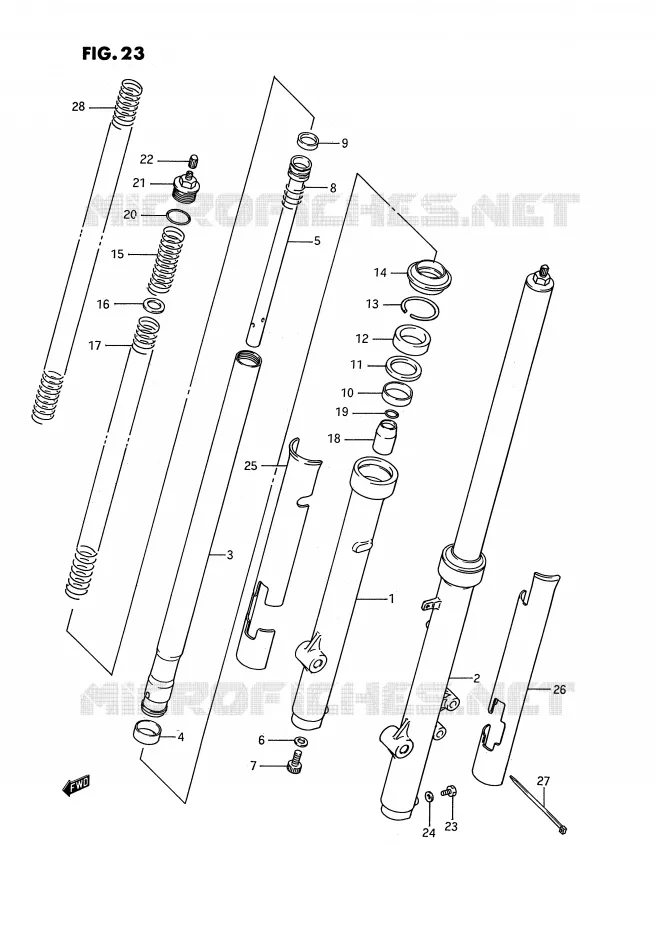 VOORVORK (MODELE G/H/J) Suzuki MOTO 80 RM 1988  RM80J(E3)