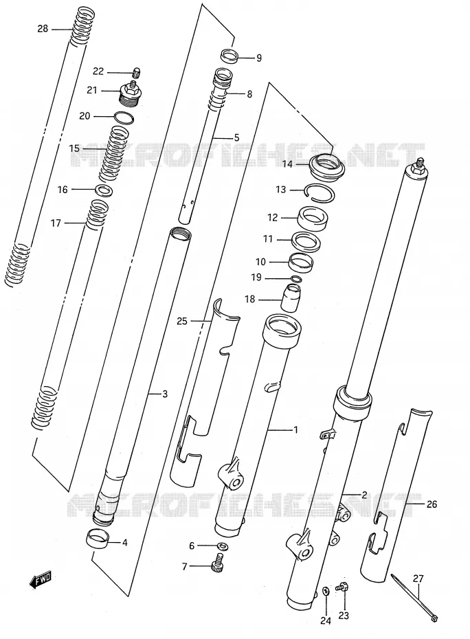 VOORVORK (MODELE G/H/J) Suzuki MOTO 80 RM 1994  RM80R(E28)