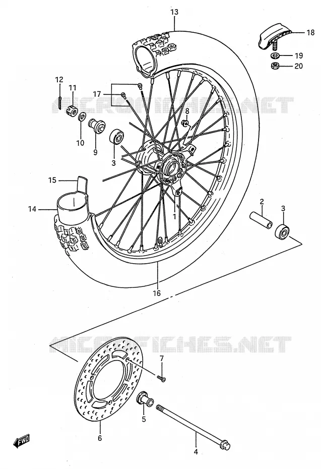 VOORWIEL (MODELE G/H/J/K) Suzuki MOTO 80 RM 1989  RM80K(E28)