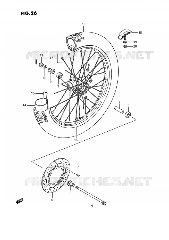 VOORWIEL (MODELE G/H/J/K) Suzuki MOTO 80 RM 1994  RM80R(E3)