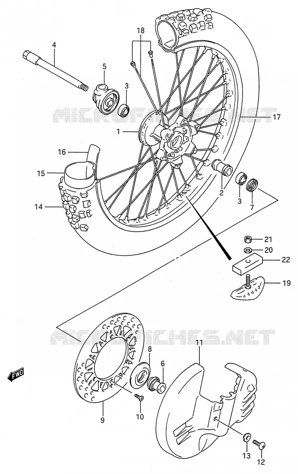 VOORWIEL (MODELE K/L) Suzuki MOTO 250 RMX 1991  RMX250M(E28)