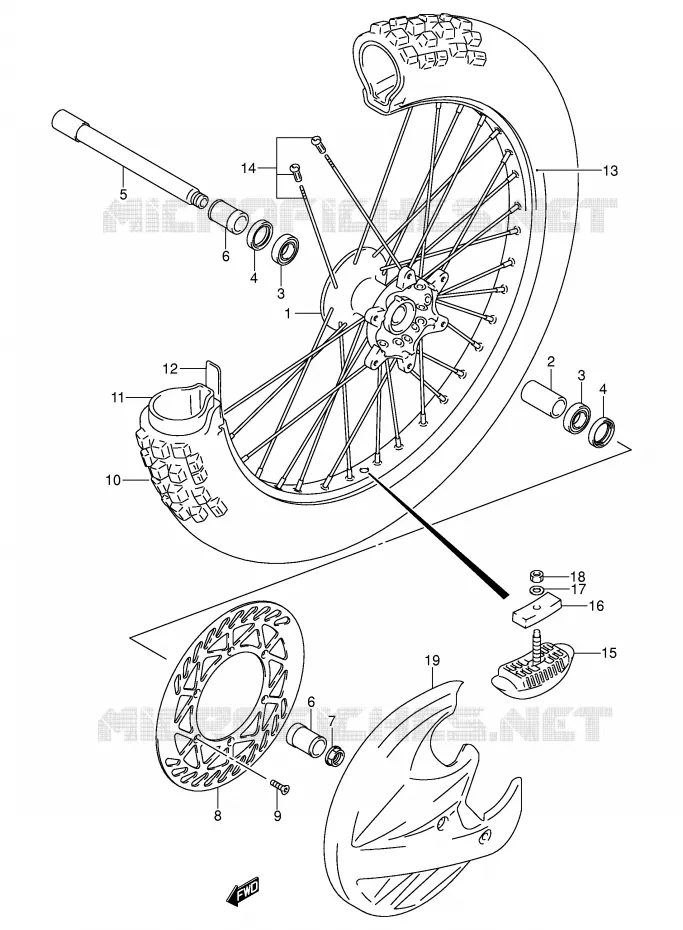 VOORWIEL (MODELE K1/K2/K3/K4) Suzuki MOTO 250 RM 2006  RM250ZK6(E3/E28)