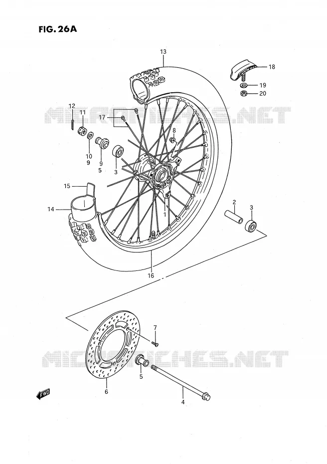 VOORWIEL (MODELE L/M/N/P/R/S) Suzuki MOTO 80 RM 1990  RM80XL(E2)