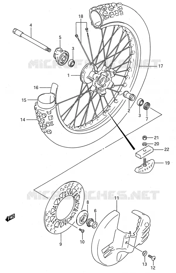 VOORWIEL (MODELE M) Suzuki MOTO 250 RMX 1992  RMX250N(E28)